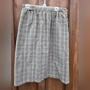 Vintage Wool Blend Plaid Midi Skirt Summit Sportswear